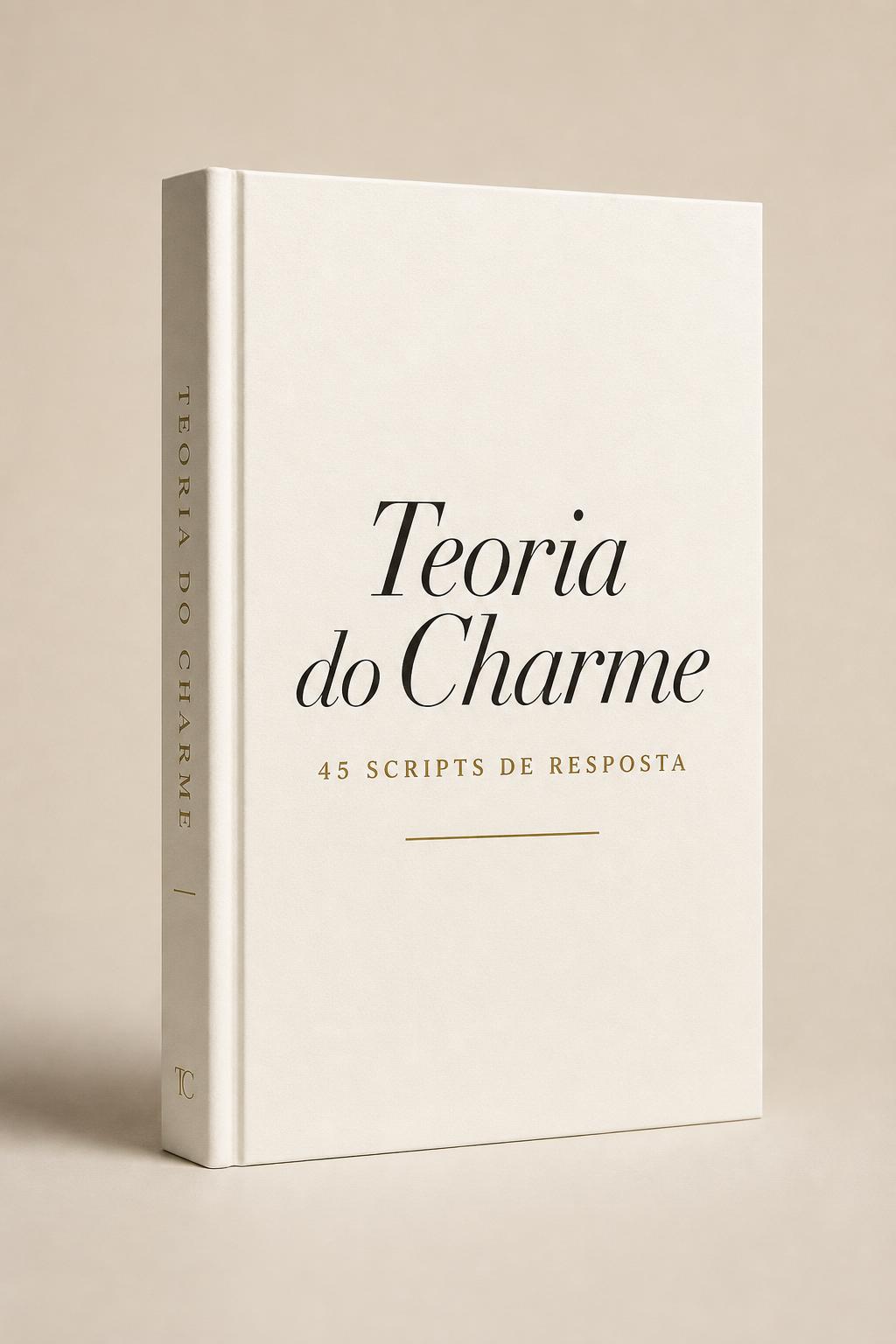 Livro Teoria do Charme com capa em tom creme e dourado